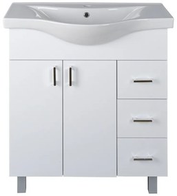 VivaStyle BIANKA 80 lábon álló fürdőszobabútor 3 fiókos Sanovit ALBATROS 10080 mosdóval 80 x 46 cm