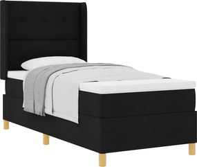 vidaXL Boxrugós ágy matracmal fejtámlával Fekete 80 x 200 cm szövet