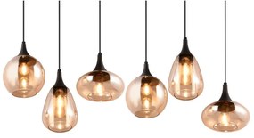 Fekete-narancssárga függőlámpa üveg búrával Lumina – Trio