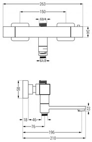 Mexen CUBE termosztatikus kád/zuhanycsaptelep, arany, 77910-50