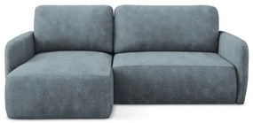 Szürkéskék zsenília kinyitható-tárolóhelyes sarokkanapé (bal oldali-heverő résszel) Lilo – Makamii