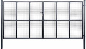 vidaXL szürke horganyzott acél hálós kerti kapu 400 x 200 cm