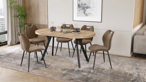Mazzoni Ovális bővíthető étkezőasztal EXPANSO Craft Arany Tölgy / fekete lábak