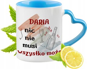 Daria Kék Bögre Szív Alakú Füllel Ajándék Nyomtatott