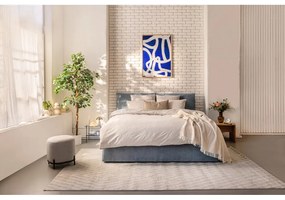 Kék kárpitozott franciaágy tárolóhelyiséggel, matraccal/ráccsal 160x200 cm Thessa Pillow - Bonami Selection