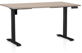 OfficeTech B állítható magasságú asztal, 120 x 80 cm, fekete alap, tölgy