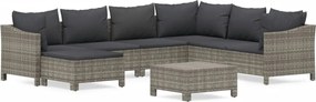 vidaXL 8 részes szürke polyrattan kerti ülőgarnitúra párnákkal