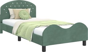 vidaXL Gyerekágy kerettel fejtámlával Tengeri Zöld 80 x 200 cm Bársony