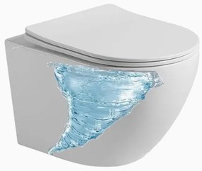 Eros ES BELLA SLIM - fali WC - WC ülőkével - TORNADO öblítés - perem nélküli - 49 cm