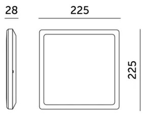 NIVERA LED 12W 230V IP54 fürdőszobai mennyezeti lámpa 22,5x22,5 cm fehér
