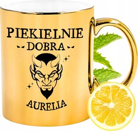 Prémium Arany Csillogó Bögre Auréliának Ajándék Nyomtatott Fotóval