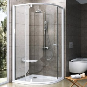Ravak Pivot zuhanykabin 90x90 cm félkör alakú fehér matt/átlátszó üveg 37677101Z1