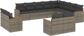 vidaXL 12 részes szürke polyrattan kerti ülőgarnitúra párnákkal