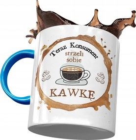 Kék Bögre Fogyasztónak Kávét Lőnek Fényképes Nyomtatással