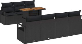 vidaXL Kerti Kanapé Szett tárolóval 8 pcs Fekete Poli rattan
