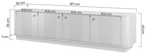 Vesper szafka RTV 187 cm - kasmír / arany fogantyúk