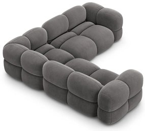 Szürke bársony sarokkanapé Loretto – Cosmopolitan Design