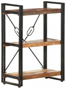 3 szintes tömör újrahasznosított fa könyvespolc 60 x 30 x 80 cm