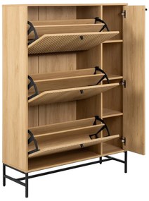 Natúr színű billenő ajtós cipőtartó tölgyfa dekorral 99x140x35 cm Albany – Actona