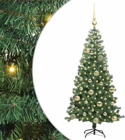 vidaXL Karácsonyfa 150 LED-del állvánnyal Zöld 120 cm PVC