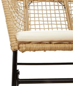 9 észes barna polyrattan üveg kerti étkezőgarnitúra párnával