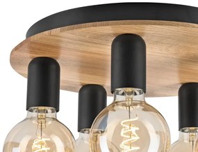 Mennyezeti lámpa DUSTY 5xE27/15W/230V átm. 34 cm tölgy/fekete