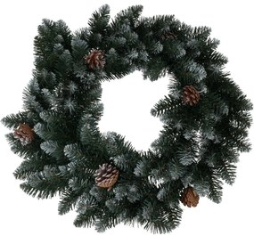 Snowy karácsonyi dekoratív koszorú zöld, átmérő 60 cm