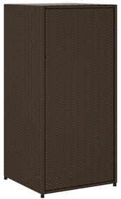 barna polyrattan kerti tárolószekrény 55 x 55 x 111 cm