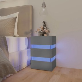 szürke szerelt fa LED-es éjjeliszekrény 45 x 35 x 67 cm
