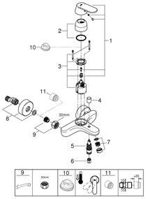 GROHE 32831000 - Kádcsaptelep EUROSMART COSMOPOLITAN DN 15 fényes króm