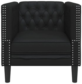 fekete műbőr Chesterfield kanapé