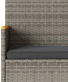 2 személyes szürke polyrattan kerti pad párnákkal és asztallal