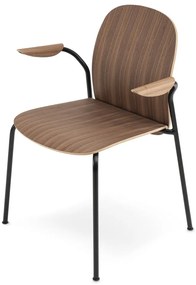 Konyakbarna-natúr színű karfás-rakásolható étkezőszék szett 2 db-os diófa dekorral Book – Gazzda