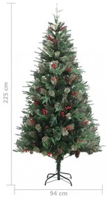 zöld karácsonyfa fenyőtobozokkal 225 cm