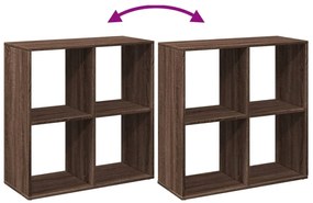 barna tölgy szerelt fa elválasztó könyvespolc 69,5x29x69,5 cm