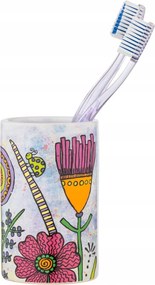 Fürdőszobai Virágmintás színes Fogkefés Bögre