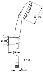 GROHE 26769001 - VITALIO START 110 zuhanyszett, 1750 mm, fényes króm