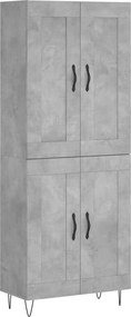 vidaXL betonszürke szerelt fa magasszekrény 69,5 x 34 x 180 cm