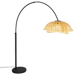 Keleti ív lámpa fekete természetes bambusszal - Pua