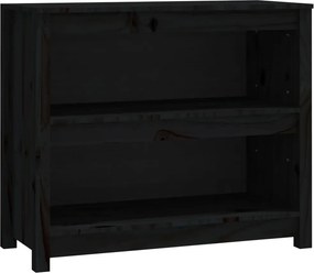 vidaXL fekete tömör fenyőfa könyvszekrény 80x35x68 cm