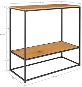 Natúr színű konzolasztal tölgyfa dekoros asztallappal 80x36 cm Vita – House Nordic