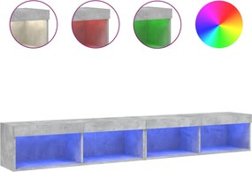 vidaXL 2 db betonszürke TV-szekrény LED-világítással 100x30x30 cm