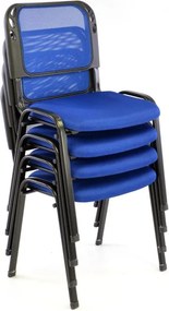 Konferencia szék kék ülőfelülettel fém váz egymásra rakhat