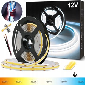 Led Szalag Pro Cob 12V Hideg Fehér 6000K Fényvonal Neon 480LED/m 9-11W/m