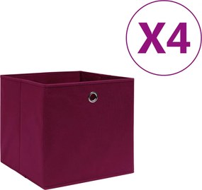 vidaXL 4 db sötétpiros nem szőtt szövet tárolódoboz 28 x 28 x 28 cm