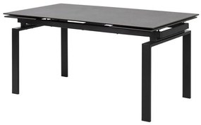 Asztal Oakland 389Fekete, 76x85x160cm, Hosszabbíthatóság, Edzett üveg, Kerámia, Fém
