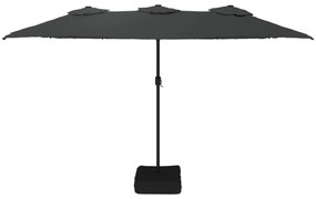 antracitszürke dupla tetős LED-es napernyő 449x245 cm