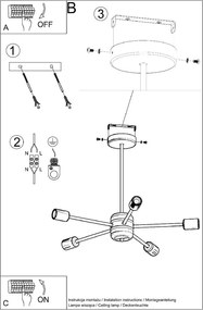 Fekete mennyezeti lámpa 66x66 cm Benedett – Sollux