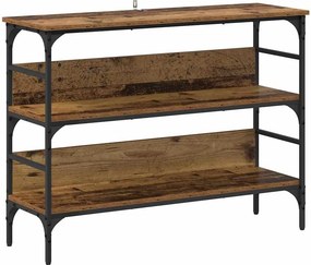 vidaXL Konzolasztal polcokkal Öreg fa 100 x 32 x 75 cm Faanyag