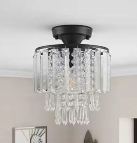 Frideko Home kristály mennyezeti lámpa fekete Ø23 cm E27